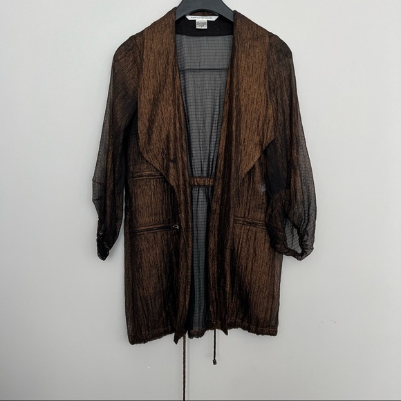 DVF • Brown Metallic Sheen Robe Jacket - Picture 2 of 7